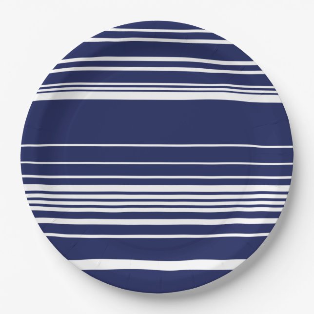 Assiettes En Carton Grilles complexes - Bleu (Devant)