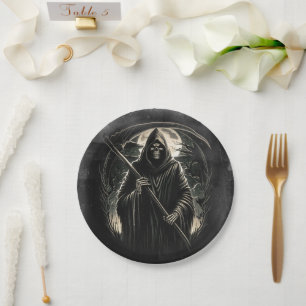 Assiettes En Carton Grim Reaper Black Grunge Halloween Costume Party
