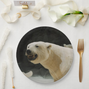 Assiettes En Carton Grimace d'ours blanc