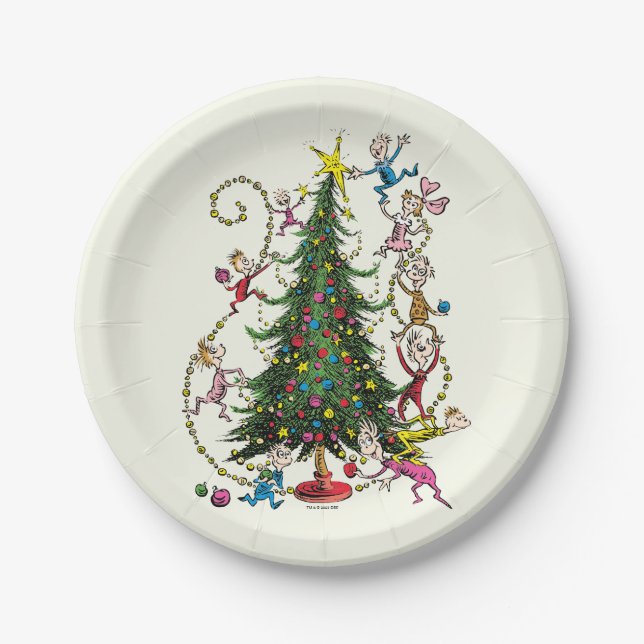 Assiettes En Carton Grinch classique | Arbre de Noël (Devant)