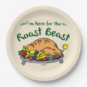 Assiettes En Carton Grinch Je suis ici pour la bête rôtie Citation