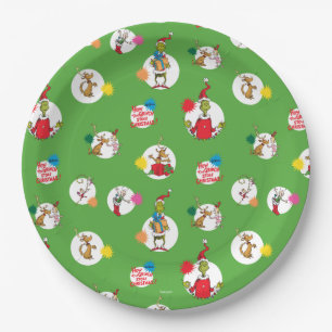 Assiettes En Carton Grinch Motif de points de Noël