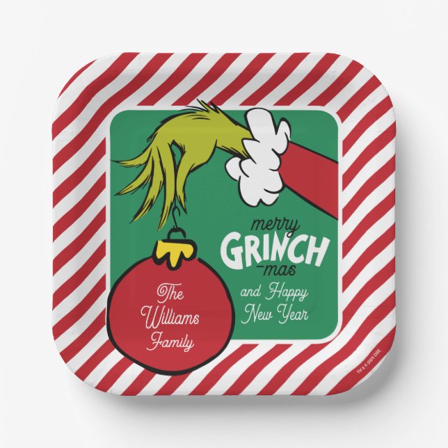 Assiettes En Carton Grinch | Ornement Personnalisé (Recto)
