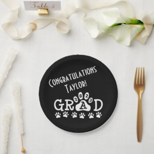 Assiettes En Carton gris 2023 noir blanc graduation empreinte de pat