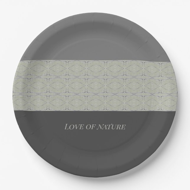 Assiettes En Carton Gris Avec Vert Doux (Devant)