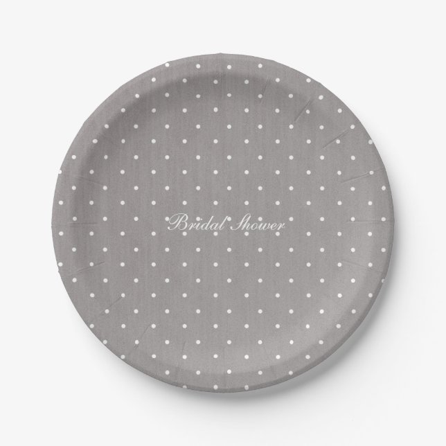 Assiettes En Carton Gris & Blanc Petits Points Modernes Chic (Devant)