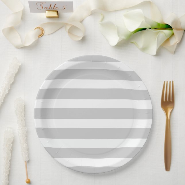 Assiettes En Carton Gris et blanc (Mariage)