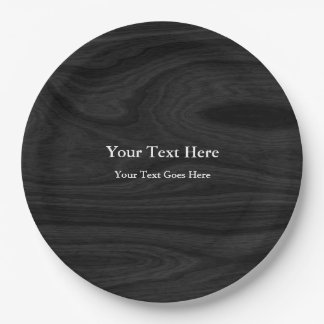 Assiettes En Carton Gris Noir Plain Élégant Moderne AJOUT TEXTE