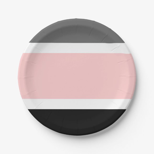Assiettes En Carton gris rose noir (Devant)
