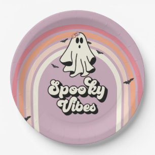 Assiettes En Carton groovy Ghost rétro Halloween Vibes Anniversaire