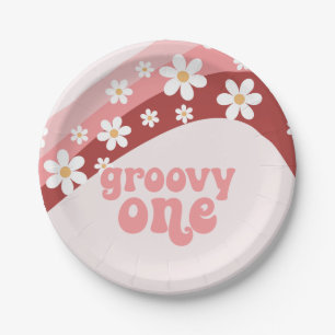 Assiettes En Carton Groovy One Rétro marguerite bohème floral premier