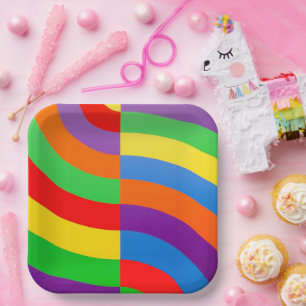 ASSIETTES EN CARTON GROS CERCLES DE STRIPES DE COUVERTURE GRANDES GRAI