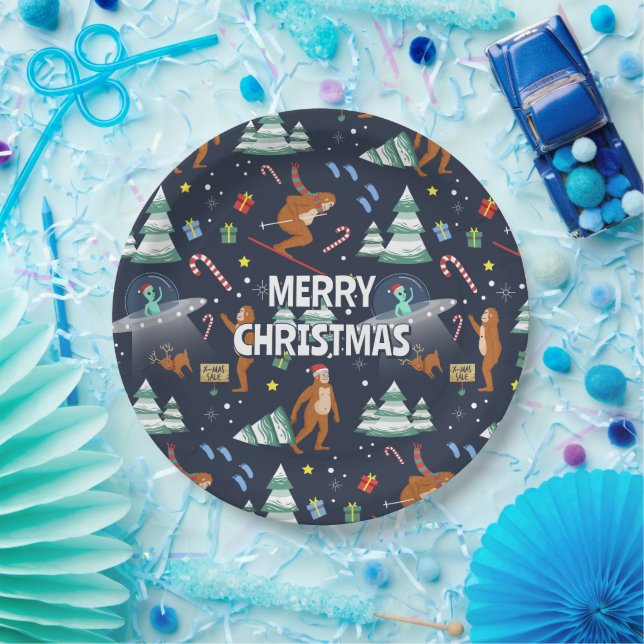 Assiettes En Carton Gros pied, Aliens, & Reindeer Noël (Fête)
