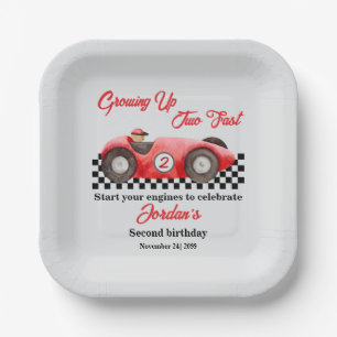 Assiettes En Carton Grosse deux voitures de course rouge rapide 2e ann