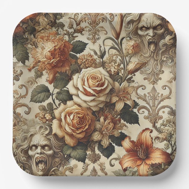 Assiettes En Carton Grotesque Elegance – Gothic Victorian  (Recto)