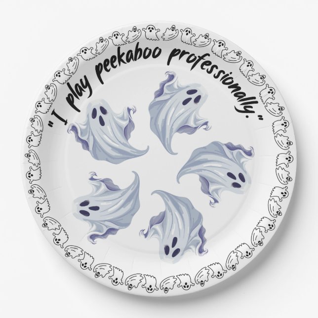 Assiettes En Carton Groupe De Fantômes D'Halloween Sur (Devant)