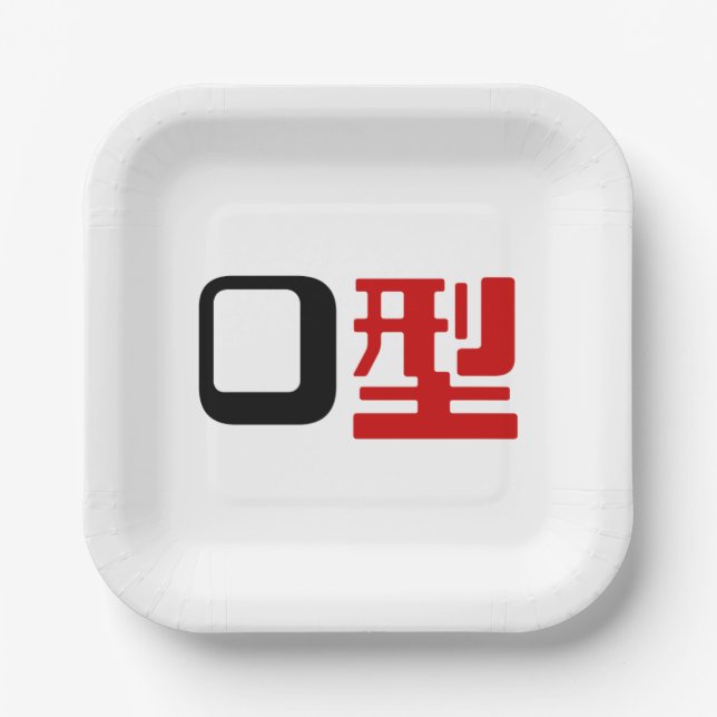 Assiettes En Carton Groupe sanguin O Kanji Japonais (Recto)