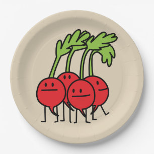 Assiettes En Carton Groupe végétal de radis de groupe heureux de radis