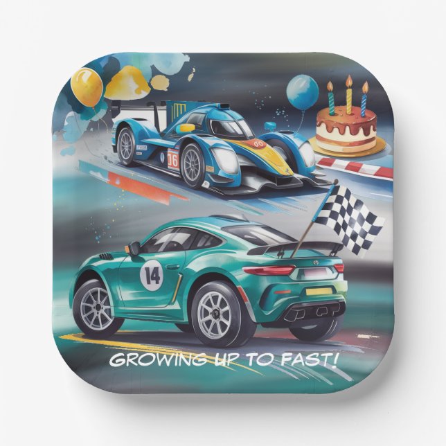 Assiettes En Carton Growing Up To Fast Boy Birthday Party (Recto)