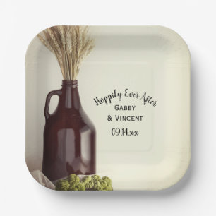 Assiettes En Carton Growler Hops Blé Heureusement Jamais Après Mariage
