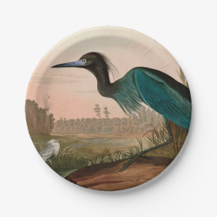 Assiettes En Carton Grue bleue ou Heron Birds of America Audubon Impri