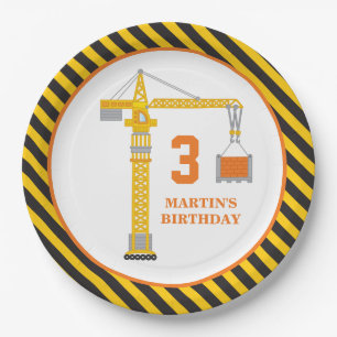 Assiettes En Carton Grue de construction Anniversaire Plaque papier