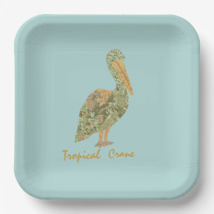 Assiettes En Carton Grue tropicale-Orange