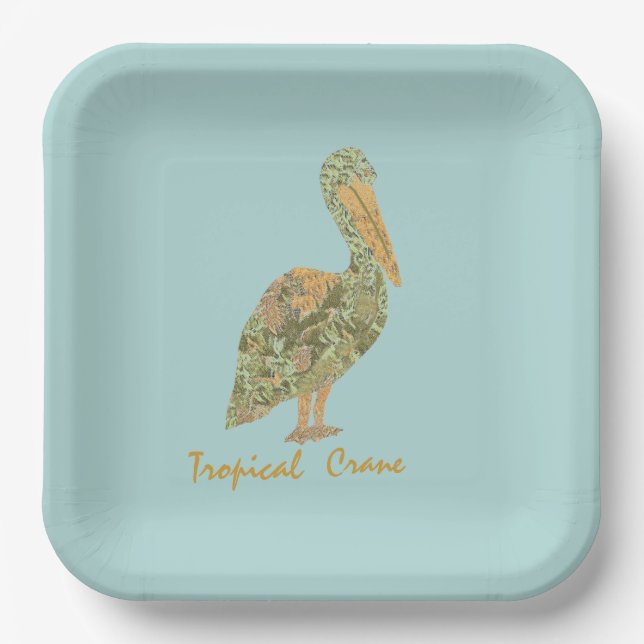 Assiettes En Carton Grue tropicale-Orange (Recto)