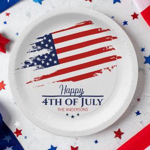 Assiettes En Carton Grunge American Flag Happy 4 juillet ID1104