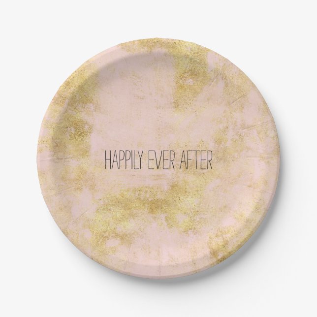 Assiettes En Carton Grunge d'or rose (Devant)