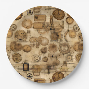 Assiettes En Carton Grunge Rustic Steampunk Horloge (4)