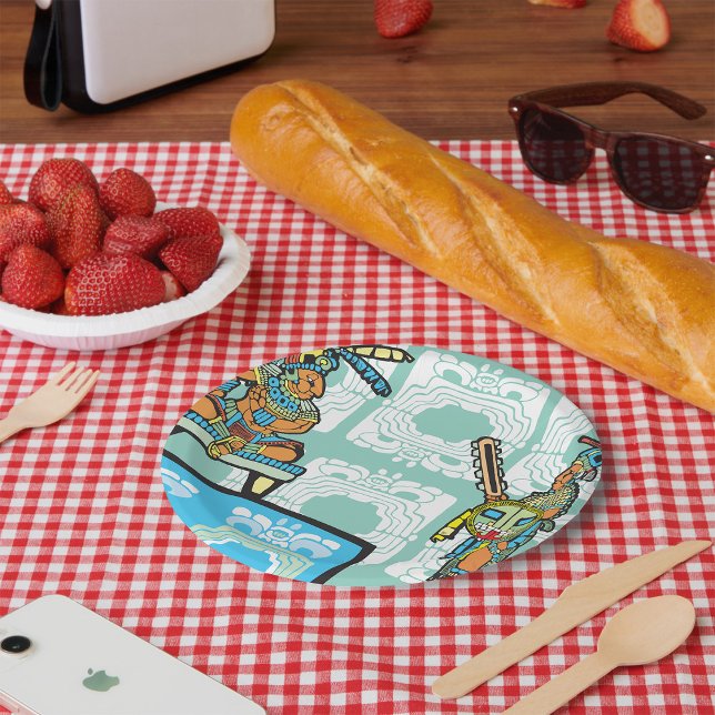 Assiettes En Carton Guerrier Maya et roi (Créateur téléchargé)