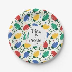 Assiettes En Carton Guirlande de Noël Rétro Multicolore Motif Abstrait