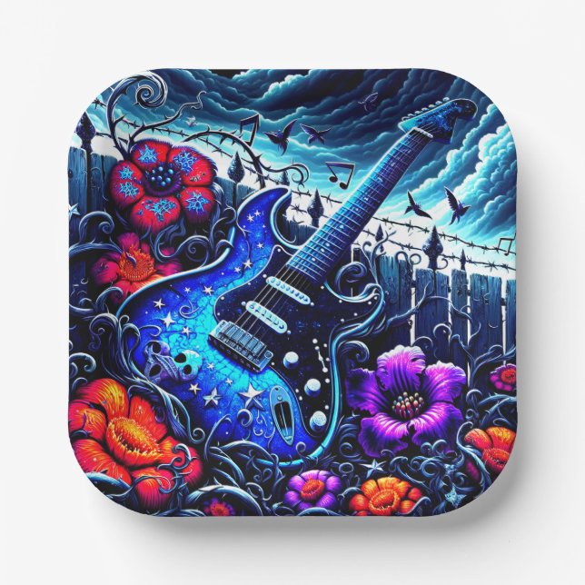 Assiettes En Carton Guitare (Recto)