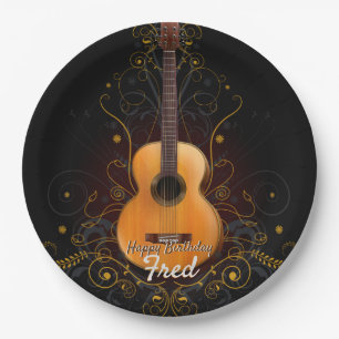 Assiettes En Carton Guitare acoustique vintage
