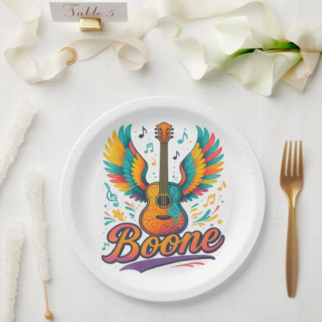 Assiettes En Carton Guitare Boone (Mariage)