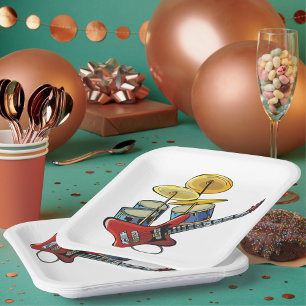 Assiettes En Carton Guitare Électrique Et Fûts