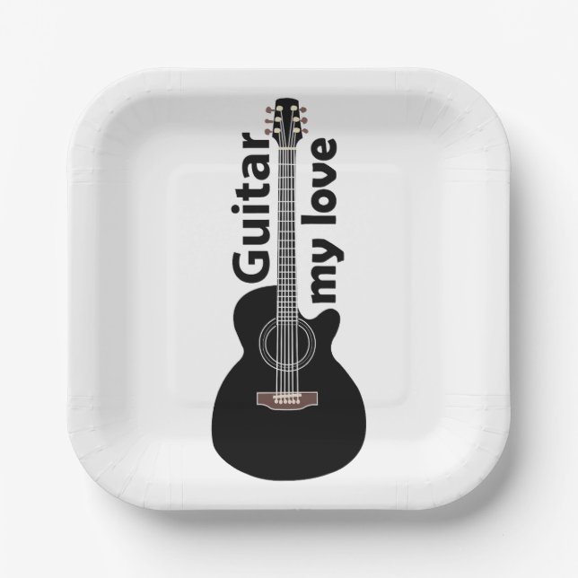 Assiettes En Carton Guitare My Love Guitare Musique Party (Recto)