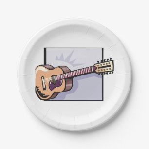Assiettes En Carton Guitare rétro acoustique à 12 cordes