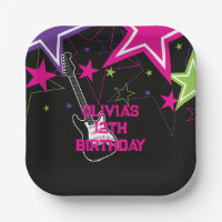 Guitare Stars Rock Anniversaire Rose Violet
