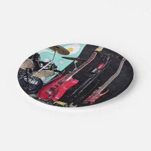 Assiettes En Carton Guitares et tambours
