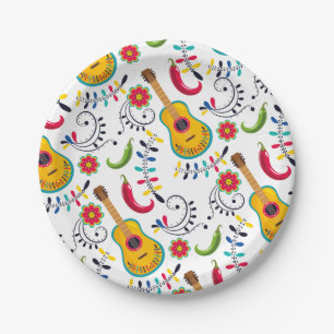 Assiettes En Carton Guitares Motifs d'art populaire mexicain