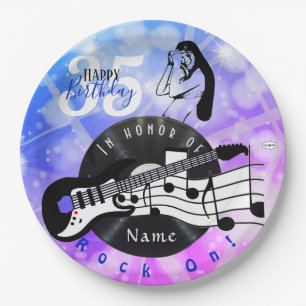 Assiettes En Carton Guitariste Anniversaire Thème Plaque papier HAMbWG
