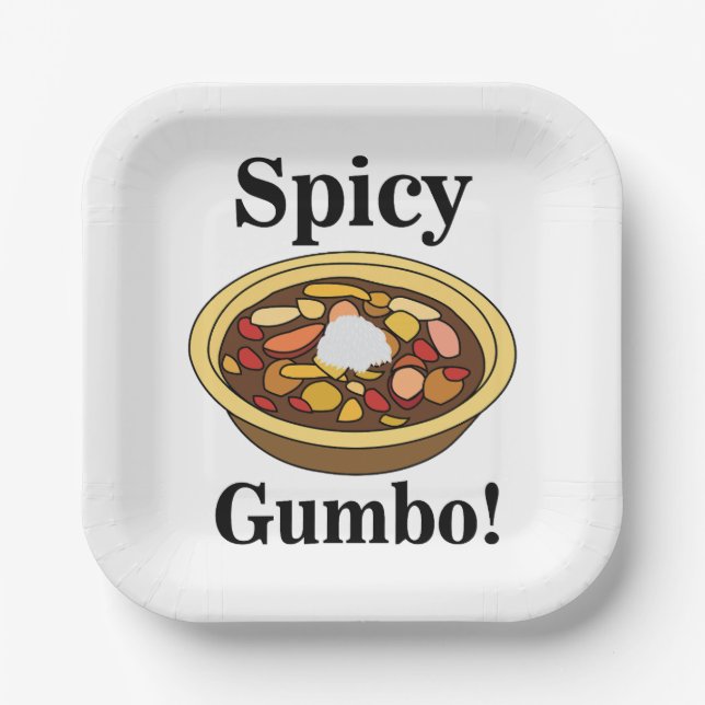 Assiettes En Carton Gumbo Food Spicy Gumbo Party (Recto)