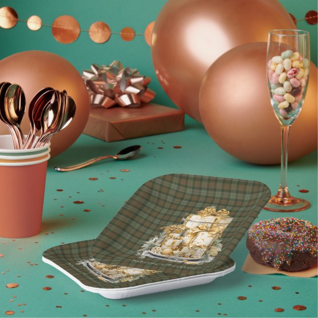 Assiettes En Carton Gunn Weathered Tartan Christmas  Paper Plates (Multi)