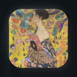 Assiettes En Carton Gustav Klimt - Dame avec ventilateur<br><div class="desc">Dame avec ventilateur - Gustav Klimt,  Huile sur toile,  1917-1918</div>