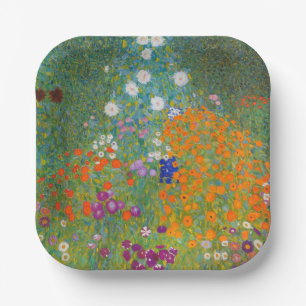 Assiettes En Carton Gustav Klimt - Jardin de fleurs