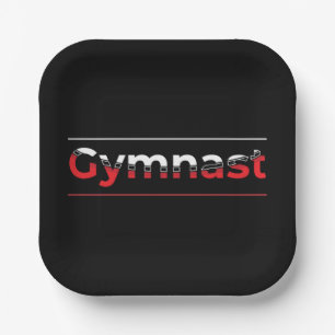 Assiettes En Carton Gymnaste - Mot minimaliste moderne de gymnastique
