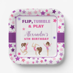 Assiettes En Carton Gymnastique Girl Stars Anniversaire