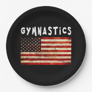 Assiettes En Carton Gymnastique Grunge Américain Drapeau USA